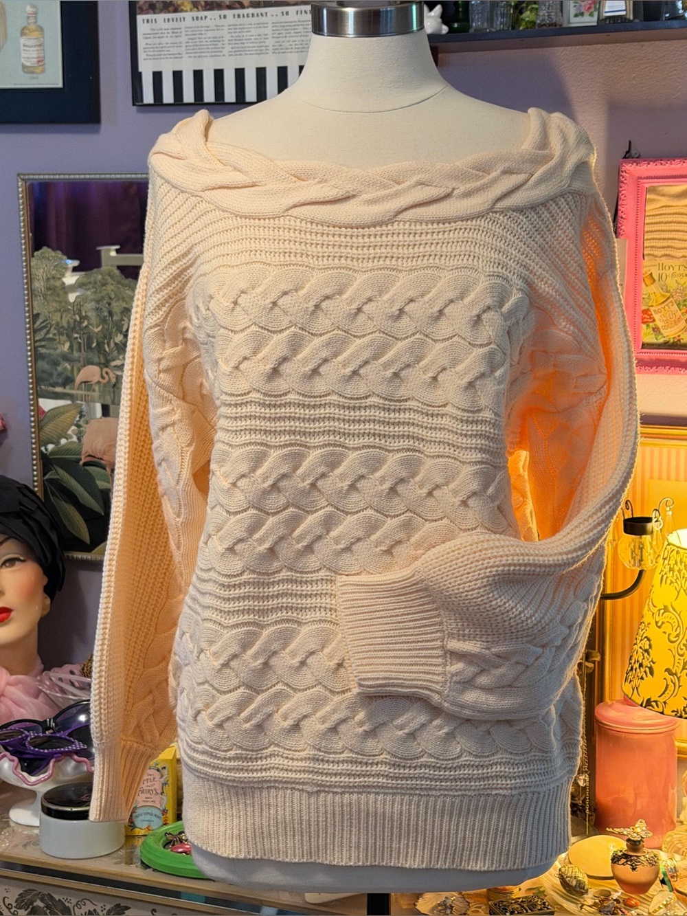 Venus Boatneck Knit Sweater Light Peach